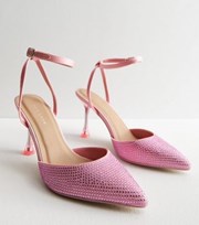 New Look Pink Diamante Flared Heel Court Shoes